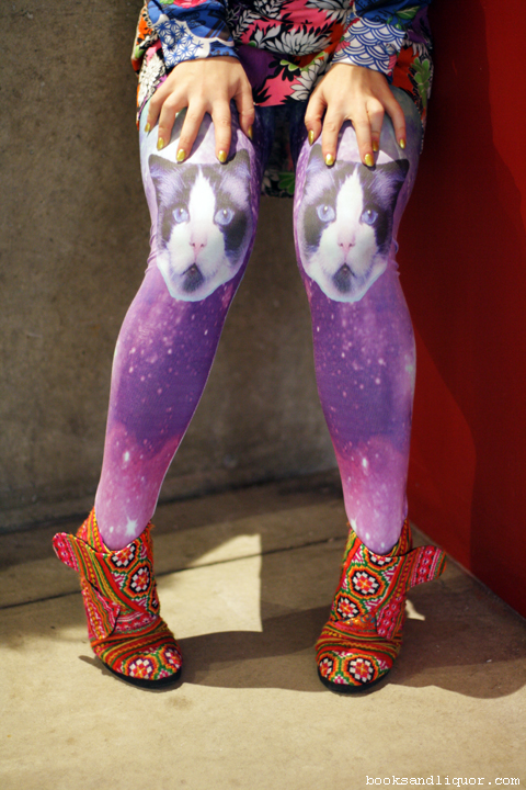 Galaxy Cat Faces Tights